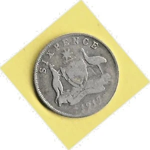 AUSTRALIA - 1917 KING GEORGE V SIXPENCE, ONE ZAC, 6d (UNDER SILVER VALUE) - Picture 1 of 2