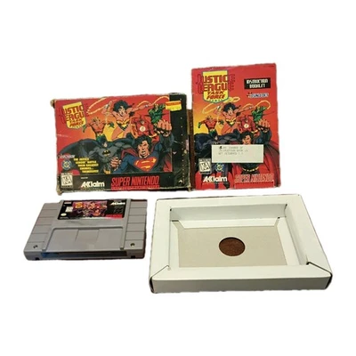 AUTH Justice League Task Force SNES Super Nintendo CIB Complete Acclaim 1995 DC - Image 1 of 4