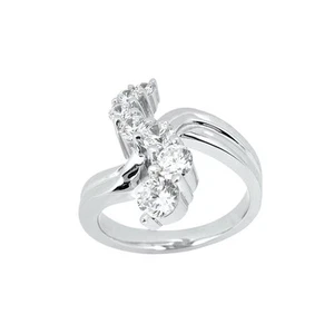 Anello fantasia viaggio diamante taglio ideale chiarezza 0,50 ct 14 carati oro bianco colore E VS1 - Foto 1 di 2