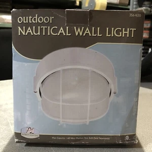 Patriot Lighting Outdoor Round NAUTICAL Wall Deck Light White Aluminum - Picture 1 of 2