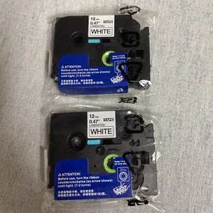 2 x Brother Label Printer Tape 12mm 0.47” Laminated Brand New Sealed - Picture 1 of 2