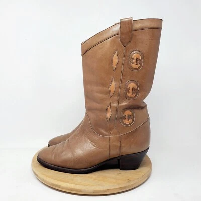 Gucci Botas Mujer 35 B De Colección Cuero Marrón Vaquero Occidental Vaquera Logo Zapatos Foto 1 de 4
