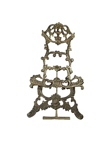 Vintage Ornate Baroque Solid Brass Display Easel Stand 12.5" Tall - Picture 1 of 9