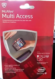 McAfee Antivirus Multi Access 2017 1 Year 1 User Protect 5 Devices - Picture 1 of 2