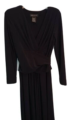 JONES NEW YORK Cocktail Wrap Dress Size 4 Black Long Sleeves Maxi Length - Image 1 of 4