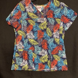 Blusa Médica Scrubstar para Mujer Talla M Manga Corta Cuello en V Bolsillos Azul Tropical - Imagen 1 de 10