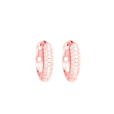 Rosa Oro En Plata de Ley 3mm Banda Pave Cz Huggie Pendientes Pequeños Aro 10mm - Imagen 1 de 4