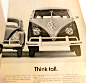 1961 VW Bus Volkswagen Bug/Bus Print Advertisements Car Art-Peace-Love - Picture 1 of 3