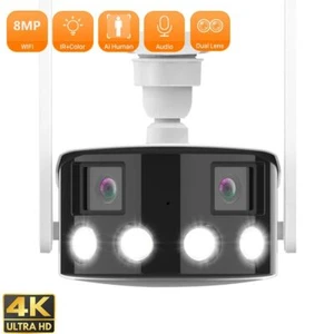 4K 8MP WIFI IP Camera CCTV Dual Lens Outdoor 180° Wide Angle Panoramic SmartCam - Picture 1 of 12