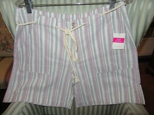 NWT! ..FRESH PRODUCE STRIPED RIO DEL MAR CASUAL LINEN BLEND SHORT (M). - Picture 1 of 5