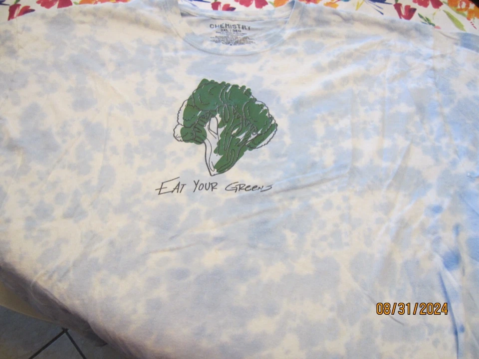 Веган химии галстук окрашенный футболка - 3XL - светло-синий/белый - Изображение 1 из 2