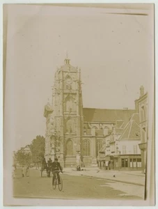 (Normandie) Eglise Saint-Jean à Elbeuf. Café "Au Réveil Matin". 1895. - Picture 1 of 1