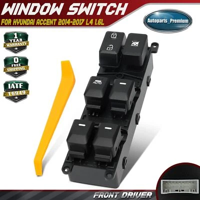 Interruptor de ventana eléctrica de puerta delantera izquierda para Kia Rio 2012 2013-2017 L4 1,6 L Foto 1 de 4