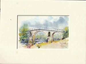 PONT JULIEN à Bonnieux Gravure LITHOGRAPHIQUE avec Marquise 180 x 240 mm signé  - Picture 1 of 4