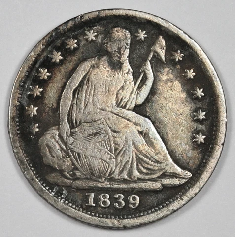 1839 Seated Liberty Half Dime.  Fine.  184678 Cover