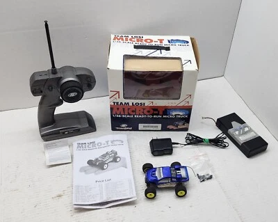 TEAM LOSI MICRO T 1/36 SCALE RTR TRUCK LIPO BATTERY BLUE BODY ORIGINAL BOX EXTRA - Image 1 of 4