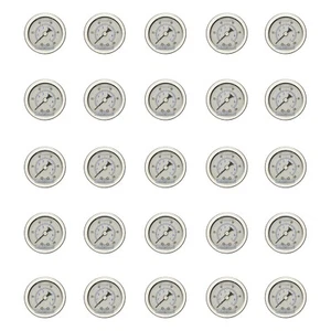 25 PACK LIQUID FILLED PRESSURE GAUGE 0-100 PSI, 1.5" FACE, 1/8" NPT BACK MOUNT - Picture 1 of 3