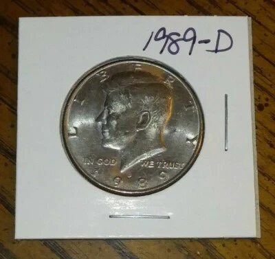 1989 D Mint  Kennedy Half Dollar + Coin Holder - Image 1 of 2