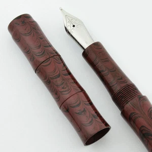 Ranga Ebonite Slim Bamboo Fountain Pen - Smooth Burgundy Ripple, JoWo Nib, C/C - Picture 1 of 8