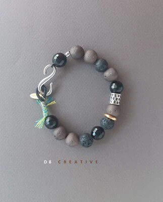 Pulsera de piedras preciosas mixtas tejida a mano precio asequible estilo diseñador para hombre Foto 1 de 4