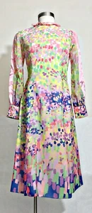 Vintage 1970's POSH by Jay Anderson Pastel Dress Abstract Spring Floral - Picture 1 of 9