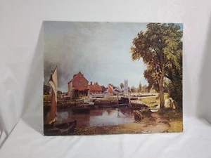 VINTAGE JOHN CONSTABLE DEDHAM LOCK AND MILL PRINT Textured Lithograph Art Print - Picture 1 of 9