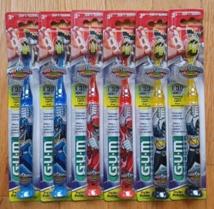 6x Kinder Power Rangers Zahnbürsten Soft One Minute Blink Timer Licht RAR Neu - Bild 1 von 5