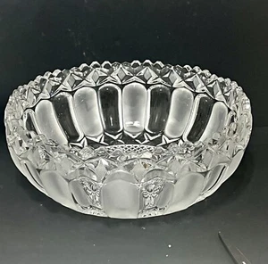 Vintage 24% Lead Crystal Bowl West Germany Sawtooth Rim Clear/Frost  9"w  3.5"h - Picture 1 of 7