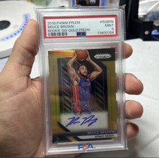 2018-19 Prizm Bruce Brown Rookie Autograph Gold /10 PSA 9