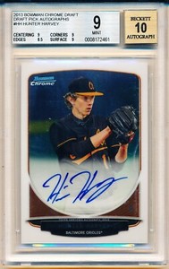 2013 Bowman Chrome Hunter Harvey Beckett 9 Mint (Autograph 10)