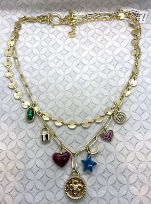 Colar de berloque de pedra mista Kendra scott Frankie tom dourado estrelas corações em camadas - Imagem 1 de 4