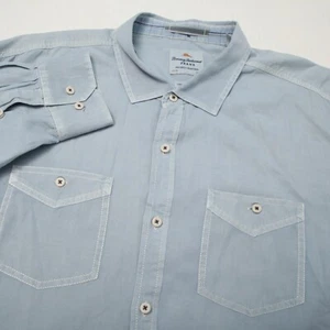 Tommy Bahama Jeans Shirt Men 2XL Blue Roll Tab Sleeves Island Crafted Modern Fit - Picture 1 of 11