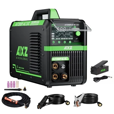 AIXZ 110V/220V AC DC TIG Welder 200Amp Stick Pulse TIG Alu Welding Machine&Foot Pedal