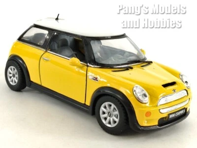 Mini Cooper S 1/28 Scale Diecast Model by Kinsmart - YELLOW - Image 1 of 4
