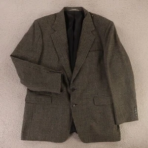 Houndstooth Jacket XL XLT Beige Black Check 100% Wool Blazer Sport Coat 46L - Picture 1 of 15