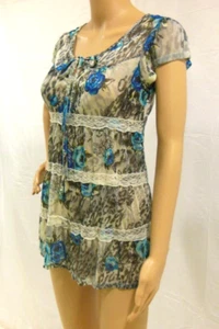Babydoll Vintage Boho Transparente Floral Encaje Top Cerradura Juniors M Usado en Excelente Condición - Imagen 1 de 8