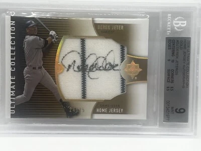 DEREK JETER 2008 Ultimate Collection Home Jersey Auto /25 Gold BGS 9 Game Used - Image 1 of 4