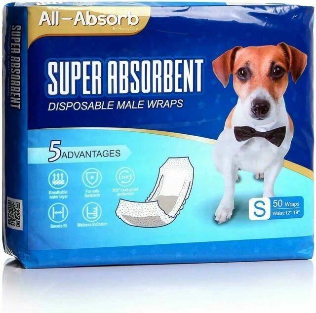 All-Absorb A26 Super Absorbent Disposal Male Wraps - 50 Count