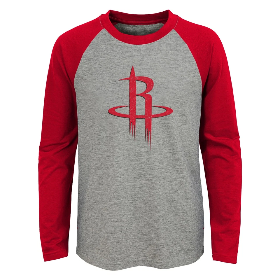 Outerstuff NBA Youth Boys Houston Rockets Fadeaway Raglan Long Sleeve Tee - Image 1 of 1