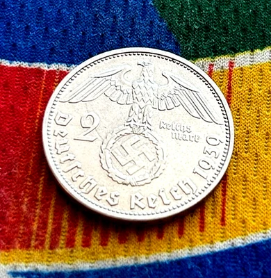 Moneda de plata alemana 1939 D 2 marcos Segunda Guerra Mundial 3er Reich Reich Reich Reich Reichsmark moneda 5 * AU Foto 1 de 2