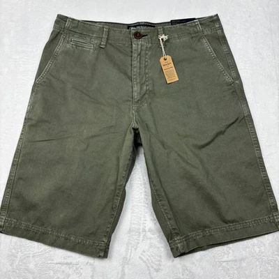 NWT American Eagle Chino Shorts Mens 33 Green Khaki Longer Length 12" Inseam - Image 1 of 4