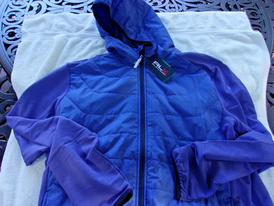 NUEVO CON ETIQUETAS RLX Ralph Lauren Chaqueta con Capucha con Cremallera, Hombre L, Azul, $268, Mezcla de Poliéster Foto 1 de 4