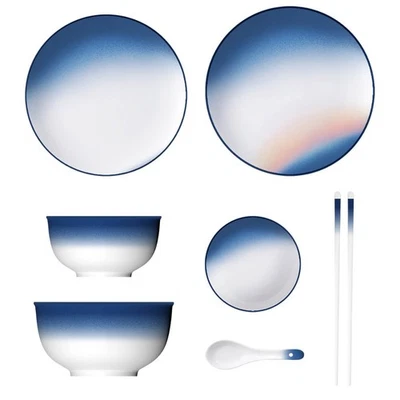 Juego de regalo 7 platos vajilla de cerámica mar estrellado de lujo cuencos cuchara palillos Foto 1 de 4