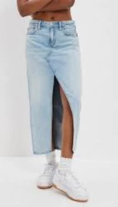 Neu mit Etikett AE verträumter tief geschnittener Denim-Maxirock, Größe 8 - Bild 1 von 9