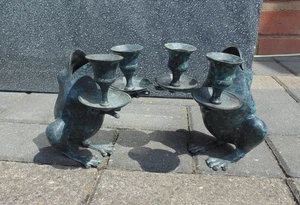 (#R162) brass/ bronze pair frog candle sticks ornament  (Pick up/post world) - Picture 1 of 10
