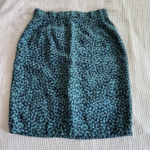 Gonna vintage Kenar lino donna piccola verde acqua nera astratta matita vita alta anni 90 - Foto 1 di 10
