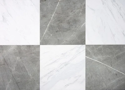 FloorPops x Chris Loves Julia 12-in by 12-in Bonneville Grey & White Marble P... - Image 1 of 4