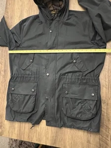 Barbour Jacke Herren XL Navy Derwent Wax Cotton Kapuze Parka Mantel Tartan gefüttert - Bild 1 von 13