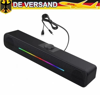 USB Computer Lautsprecher Stereo Soundbar Subwoofer PC Lautsprecher 3,5mm Klinke - Bild 1 von 4