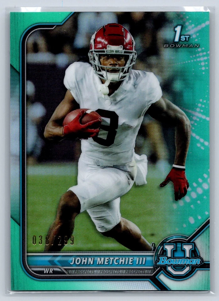 2021-22 Bowman University #47 John Metchie III Chrome Aqua /299 - Image 1 of 2